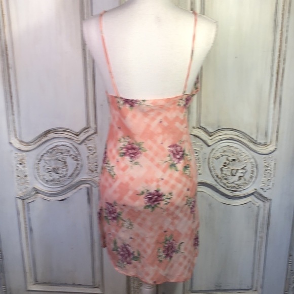 Body Chic Size Medium Spaghetti Strap Plaid and Floral Sheer Nighty Vintage - Picture 8 of 11